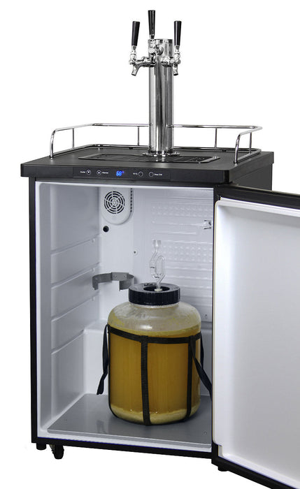 Kegco 24" Triple Tap Digital Kegerator with Black Stainless Steel Finish