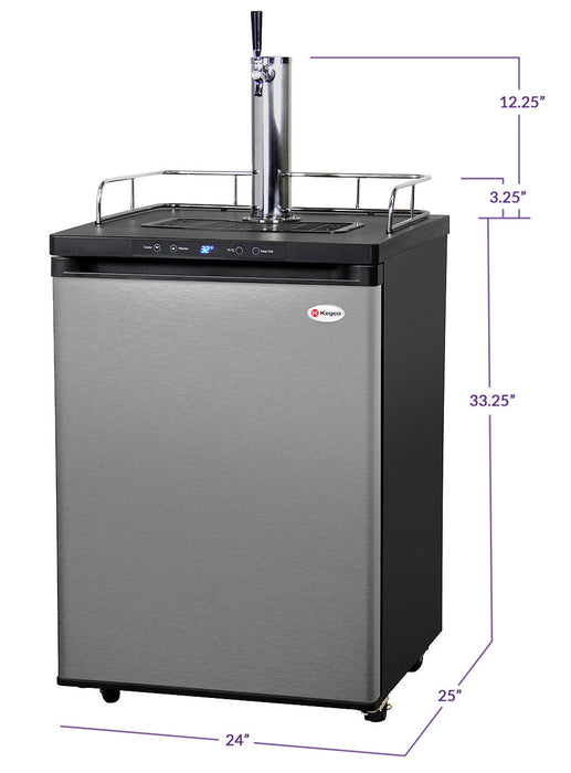 Kegco 24" Single Tap Digital Kegerator with Stainless Steel Tower and Deep Chill Function