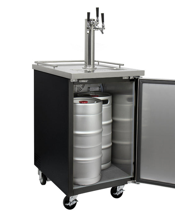 Kegco 24 Triple Tap Black Commercial Kegerator With Draft Beer Dispense Kit