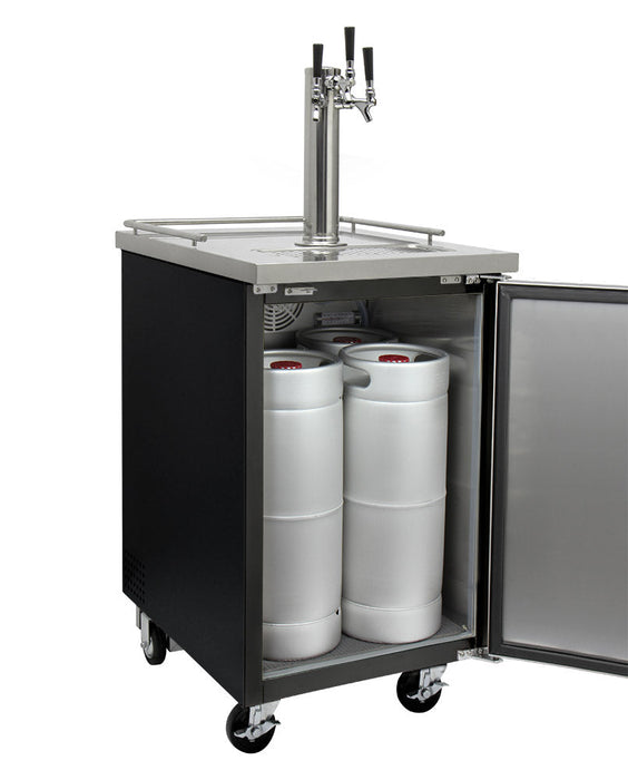 Kegco 24 Triple Tap Black Commercial Kegerator With Draft Beer Dispense Kit