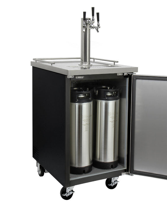 Kegco 24 Triple Tap Black Commercial Kegerator With Draft Beer Dispense Kit