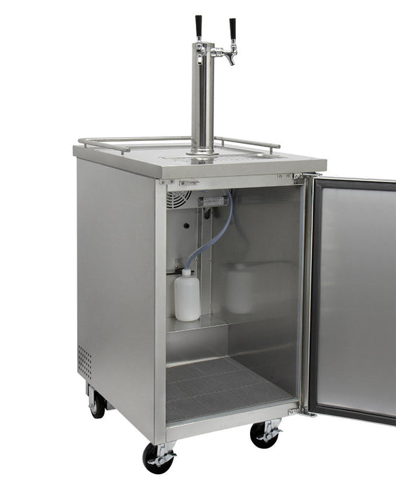 Kegco 24-Inch Built-In Commercial Dual Tap Stainless Steel Kegerator with Mobility