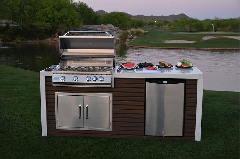 KoKoMo Grill Classic Shiplap Outdoor Kitchen Island With Waterfall Edge