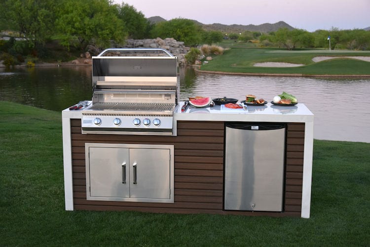 KoKoMo Grill Professional Shiplap Outdoor Kitchen Island With Waterfall Edge