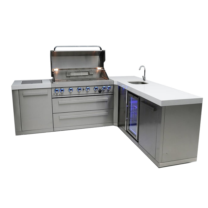 Mont Alpi 805 BBQ Grill Island with 90 Degree Corner & Beverage Center - MAi805-90BEV