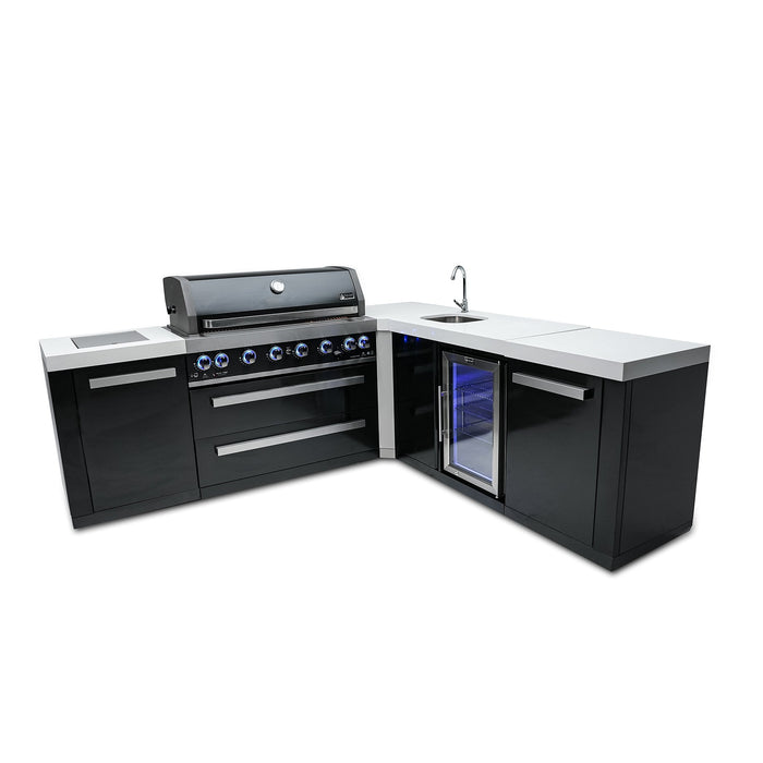 Mont Alpi 805 Black Stainless Steel BBQ Grill Island with 90 Degree Corner & Beverage Center - MAi805-BSS90BEV