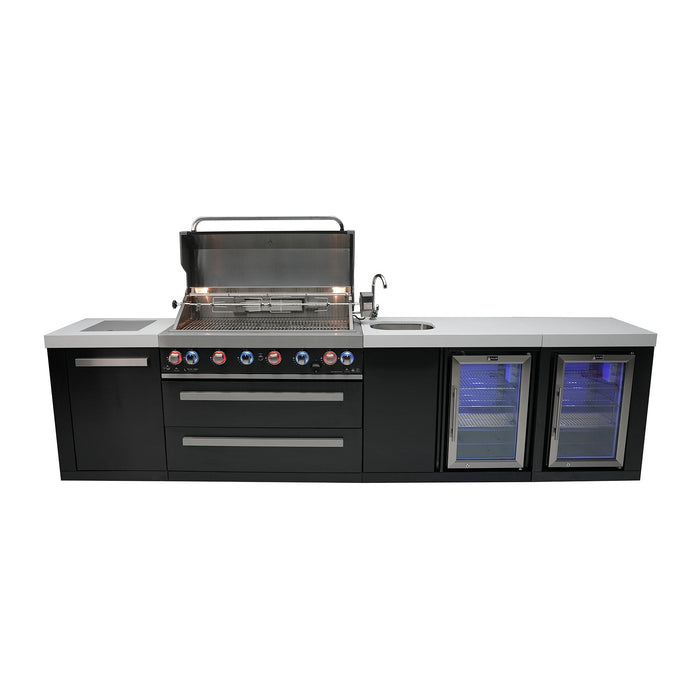 Mont Alpi 805 Black Stainless Steel BBQ Grill Island with Beverage Center & Fridge - MAi805-BSSBEVFC