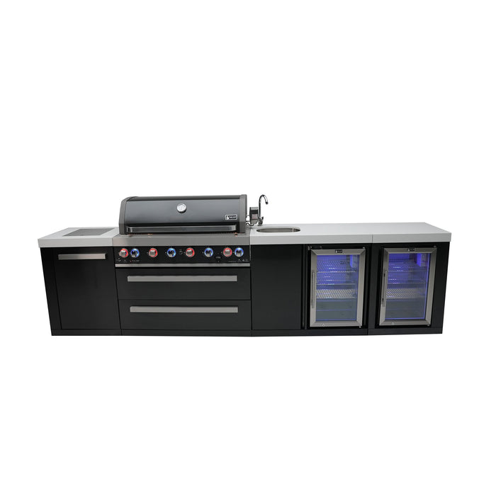 Mont Alpi 805 Black Stainless Steel BBQ Grill Island with Beverage Center & Fridge - MAi805-BSSBEVFC