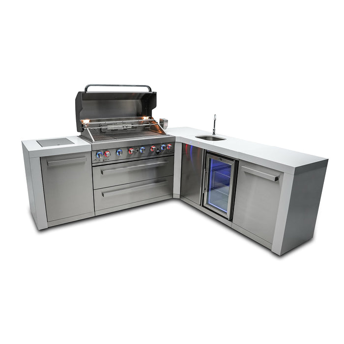 Mont Alpi 805 Deluxe BBQ Grill Island with 90 Degree Corner & Beverage Center - MAi805-D90BEV