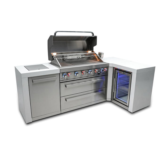 Mont Alpi 805 Deluxe BBQ Grill Island with 90 Degree Corner & Fridge Cabinet - MAi805-D90FC