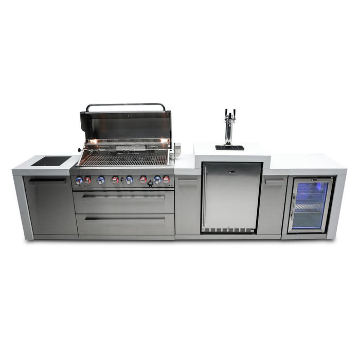 Mont Alpi 805 Deluxe BBQ Grill Island with Kegerator & Fridge Cabinet - MAI805-DKEGFC