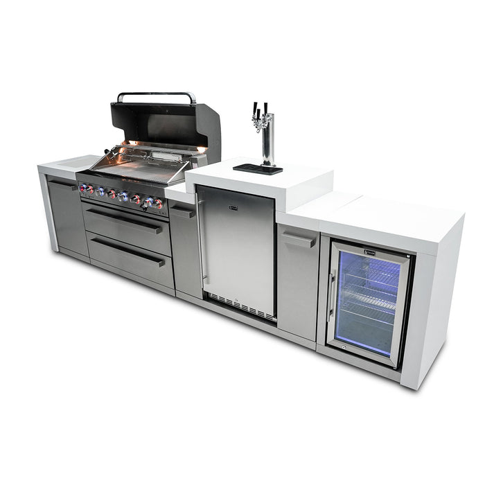 Mont Alpi 805 Deluxe BBQ Grill Island with Kegerator & Fridge Cabinet - MAI805-DKEGFC